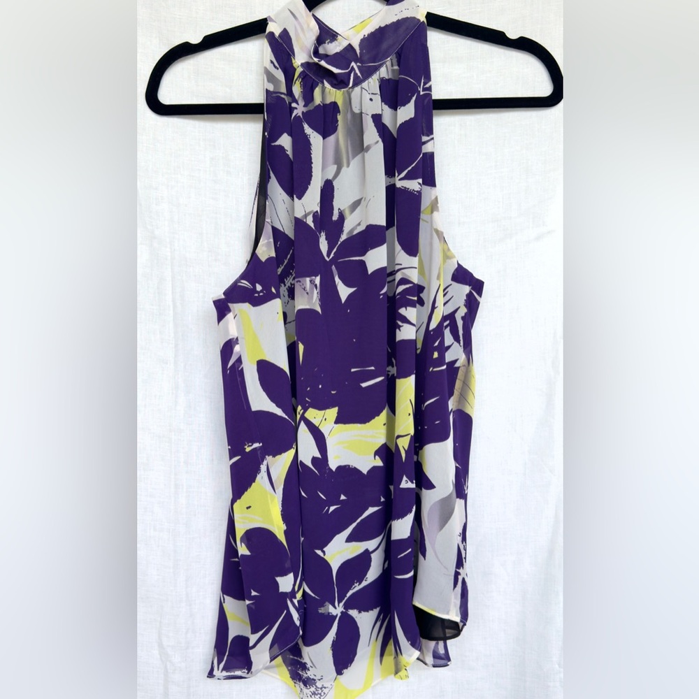 Kenneth Cole NY High Collar Lined Floral Swing Sleeveless Blouse, Size 14 P - Picture 4 of 7